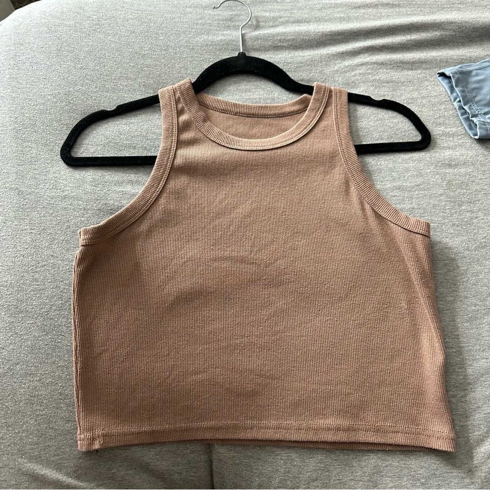 Light brown tank crop top